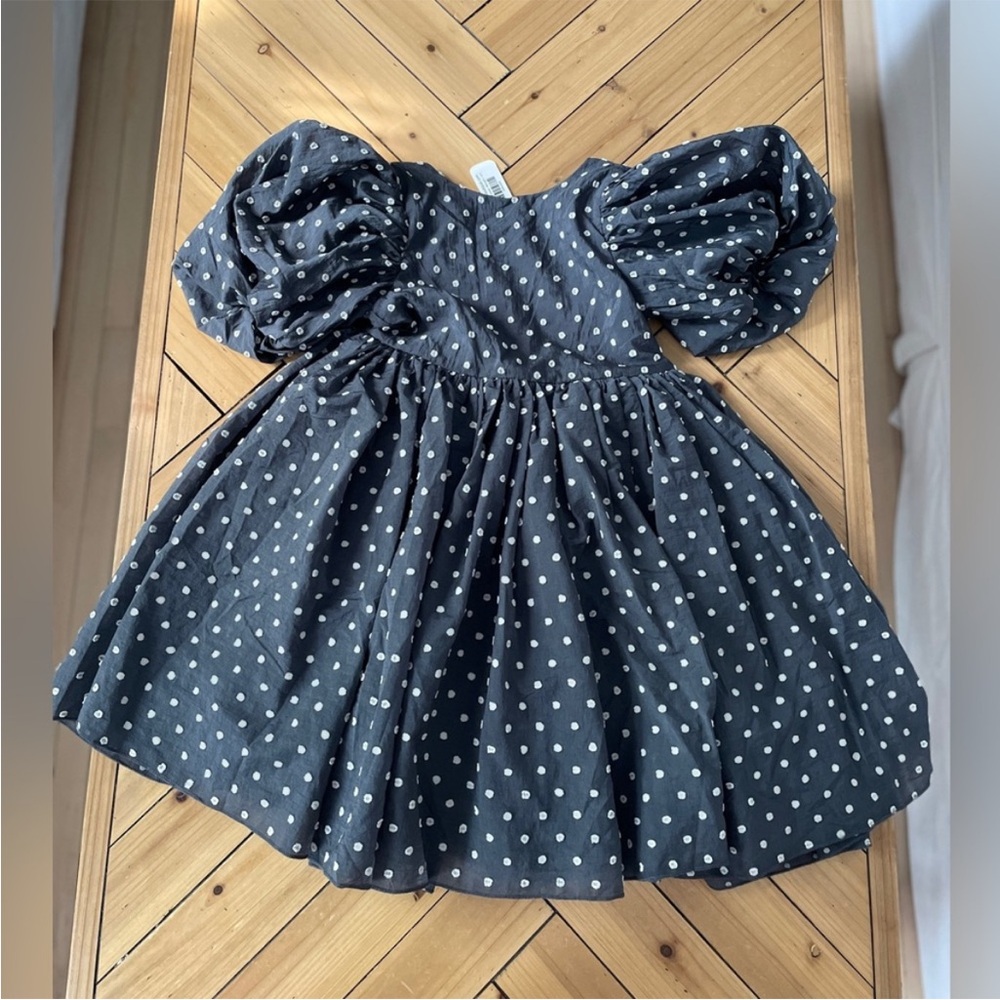 Elegant Charcoal Polka Dot Kids Dress NORALEE SOFIA DRESS - MIDNIGHT Size 10Y - Picture 4 of 16
